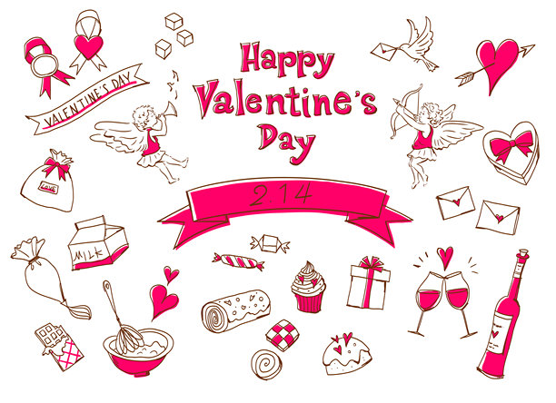 可爱的情人节相框插画素材图片下载