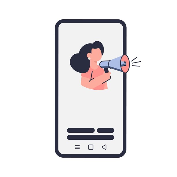 手机通知与数字通信概念，扁平化矢量插画。图片下载