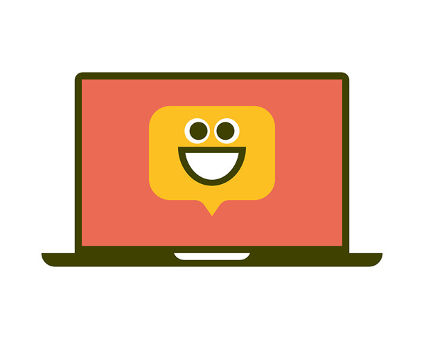 快乐表情符号对话气泡笔记本电脑屏幕图片下载