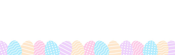 复活节横幅，带有彩色鸡蛋。鸡蛋边框。春季四月假日，庆祝活动。白色背景。复制空间。装饰印刷品，横幅。矢量图。平面设计。图片下载