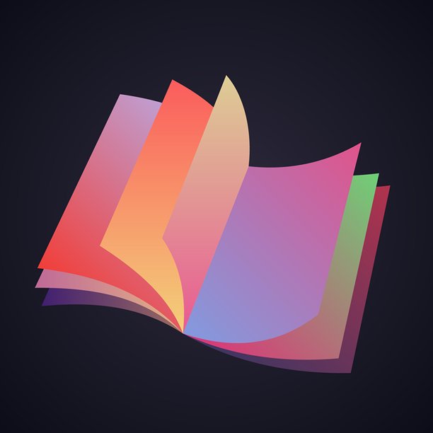 一本打开的书，书页颜色各异。矢量插画。创意草图。图片下载