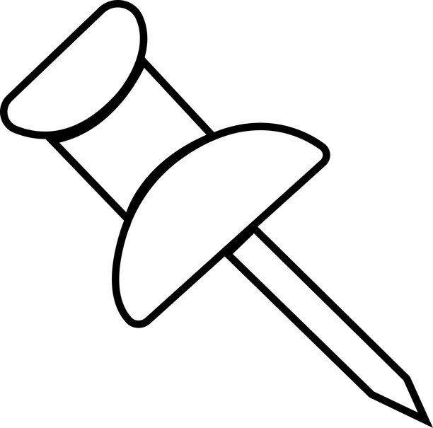 扁平风格的图钉图标，孤立在透明背景上。用于固定笔记的图钉，矢量图。回形针符号。扁平风格的图钉。用于固定在板子或地图上的针 - 集合，矢量素材。图片下载