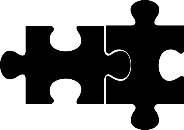 拼图，由两块组成，象征自闭症意识的扁平矢量图标，世界自闭症意识日。拼图素材，拼图连接设计，孤立在透明背景上，适用于应用程序和网站。图片下载