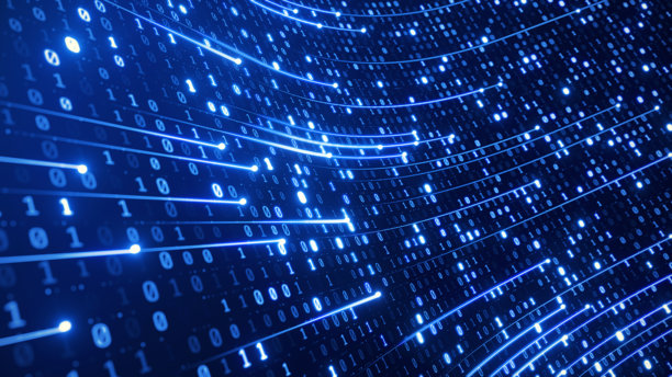 数字信息、流数据、二进制数据 - 数字代码概念 - 3D插画图片下载