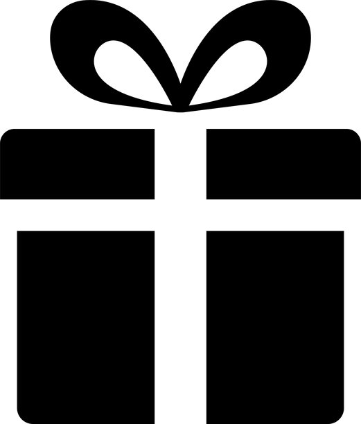 节日礼品盒，黑色剪影，孤立在透明背景上，节日装饰渲染对象，逼真的矢量装饰对象，用于手机、应用程序、标志设计或用户界面。图片下载