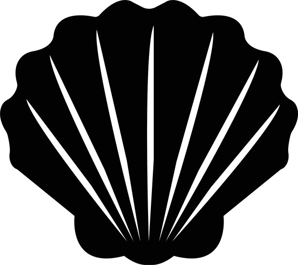 贝壳矢量图标Logo元素。扇贝海鲜珍珠Logo图标海浪形状符号，简约扁平化设计。孤立在透明背景上。可用作符号、品牌标识、公司Logo、图标。图片下载