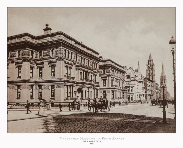 纽约市，范德比尔特公馆，第五大道，纽约市历史照片，摄于1891年图片下载