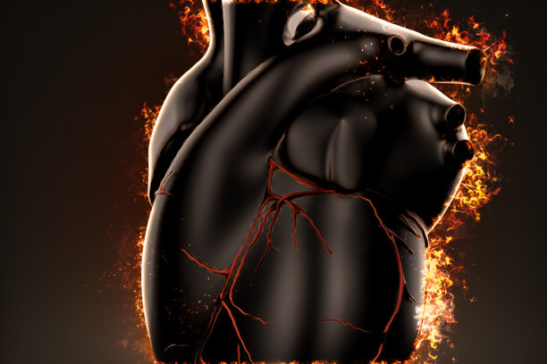 燃烧的心。特写插画图片下载