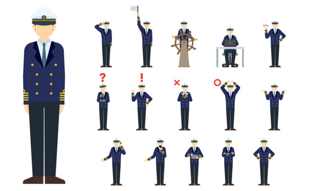 扁平插画：水手服正面（冬季）图片下载