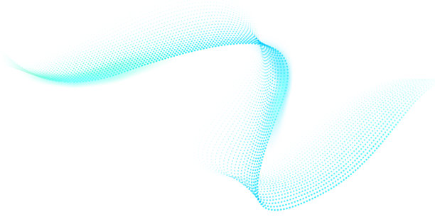 流动的粒子构成波浪，渐变光效。现代科技背景矢量插画图片下载