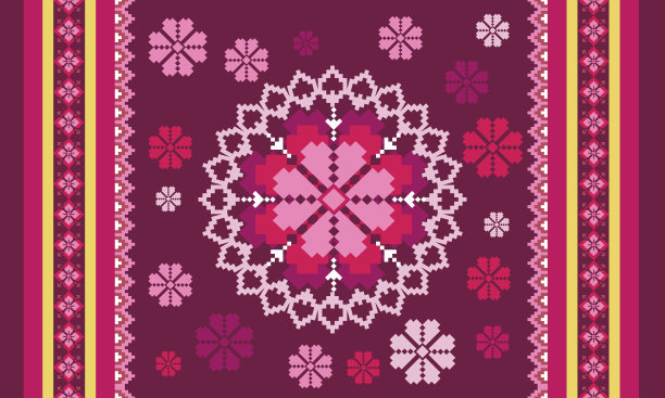 紫色的几何花卉民族风图案图片下载