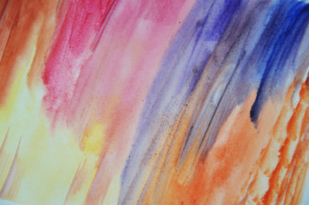 彩虹抽象水彩背景。手绘垂直条纹，色彩渐变。图片下载