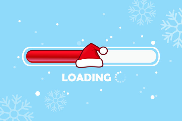 浅蓝色背景上带有独特节日设计的圣诞主题加载条。图片下载