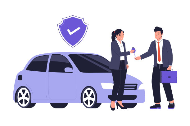 买卖汽车交易及保险保障插画图片下载