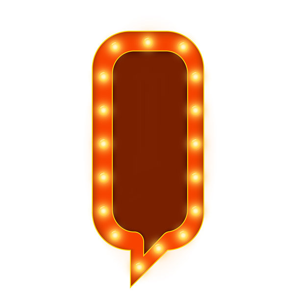 复古发光灯框，带有霓虹灯泡点缀和电影风格的标志设计，非常适合用于宣传图、影院广告牌、经典娱乐标志和发光广告布局图片下载