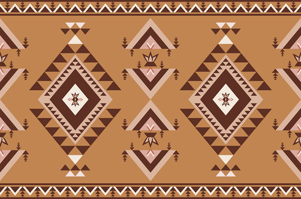 棕褐色调的当代美洲原住民民族风格织物图案。图片下载