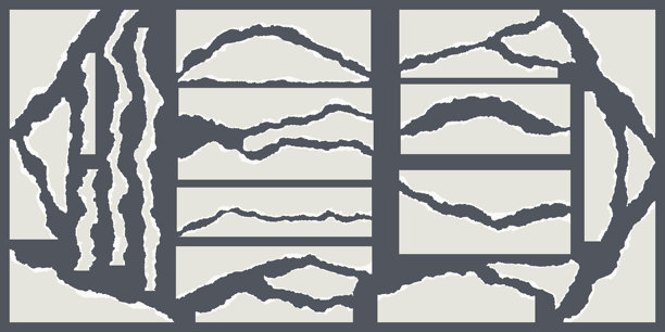 撕裂的纸张，边缘呈波浪状。用于框架、标题和模板的撕裂纸张碎片。用于横幅和拼贴画的纹理镂空元素。用于剪贴簿的粗糙条纹。矢量插画集图片下载