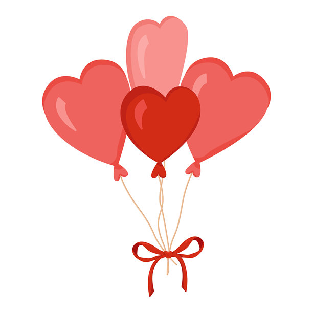 矢量情人节贺卡。心形气球插画。图片下载