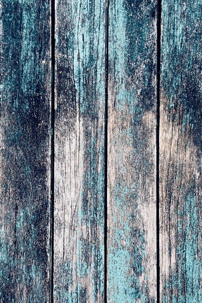 风化的绿松石色木板，带有剥落的油漆和粗糙的木纹纹理。质朴的做旧木质背景，非常适合复古设计、海滨主题、颓废风装饰或抽象背景。图片下载