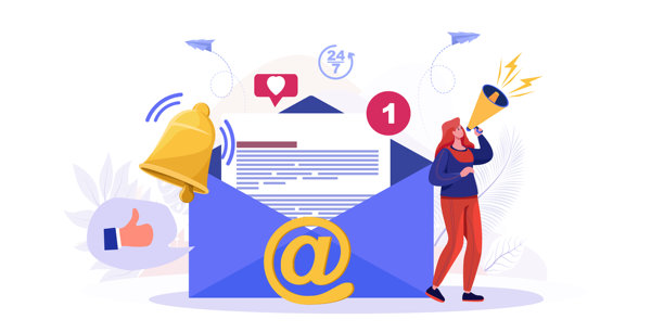 女商人正在笔记本电脑和手机上查看通知，警报通知概念，带有推送通知、网页提醒、日程更新和虚拟屏幕上的重要公告图片下载