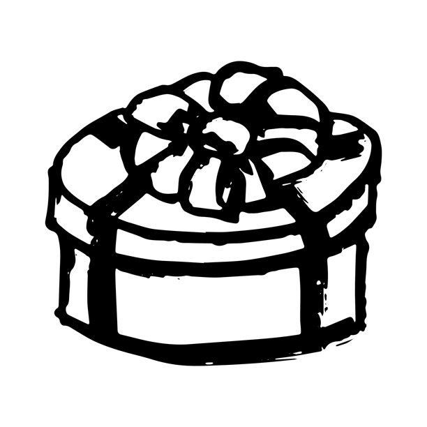 手绘礼品盒带丝带，生日礼物素材，圣诞礼物，节日涂鸦，用于设计、印刷、网络、装饰、贺卡的单一元素，促销图片下载