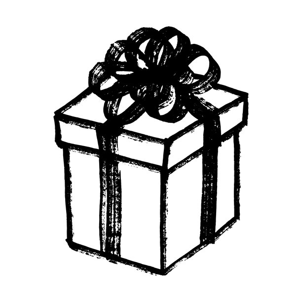 手绘礼品盒带丝带，生日礼物素材，圣诞礼物，节日涂鸦，单一元素，适用于设计、印刷、网页、装饰、贺卡、促销图片下载