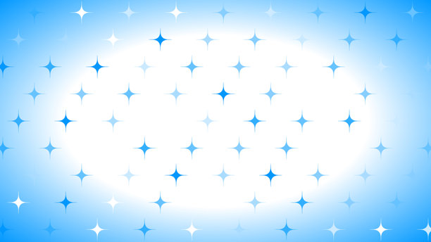 蓝色背景，中央有白色光晕，散布着大量均匀分布的各种深浅的蓝色星形图案，营造出闪耀的效果。图片下载