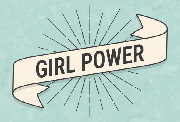 女性力量 - 复古风格横幅 - 旧纹理纸图片下载