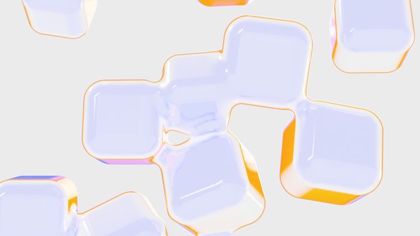 横版3D抽象凝胶立方体几何形状液体油泡流体复制空间网站界面展示横幅壁纸模板背景金属全息图虹彩光泽玻璃霓虹灯图片下载