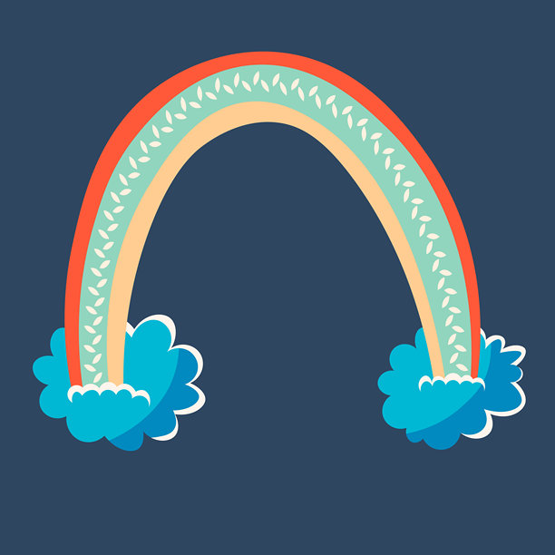 透明背景上的彩虹图标。细节化的独立符号。可爱的矢量插画。斯堪的纳维亚涂鸦风格图片下载