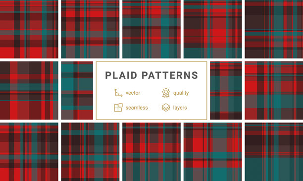 大胆的红绿格纹图案，采用无缝苏格兰花纹设计。这款经典图案非常适合节日品牌推广、冬季时尚纺织品和乡村家居装饰，增添温暖感。图片下载