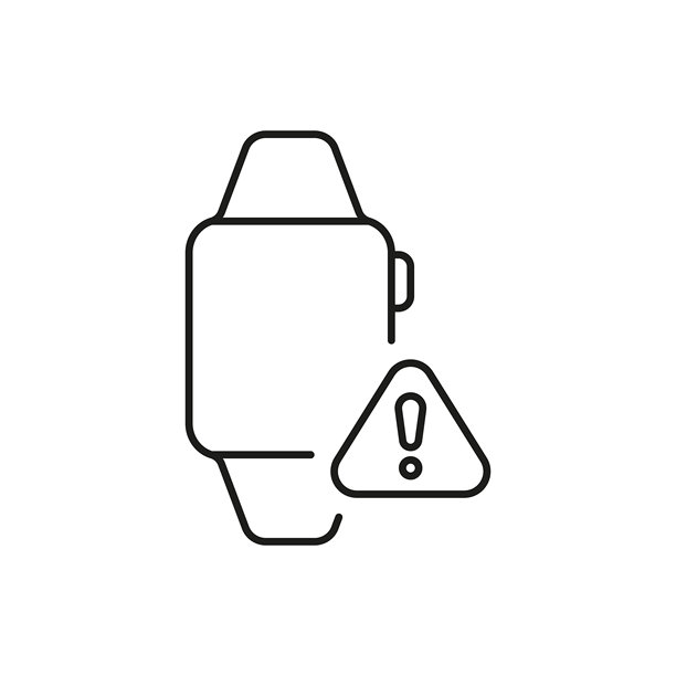 智能手表带警报线图标。通知和警告系统轮廓符号。可穿戴技术和安全监控。可编辑描边。矢量图插画图片下载