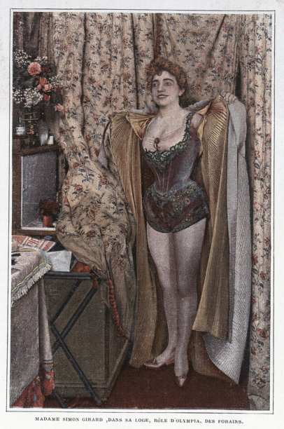 剧院历史，法国女演员朱丽叶·西蒙-吉拉德在她的化妆间为扮演奥林匹亚的角色进行化妆，法国，复古插画，19世纪，1890年代图片下载