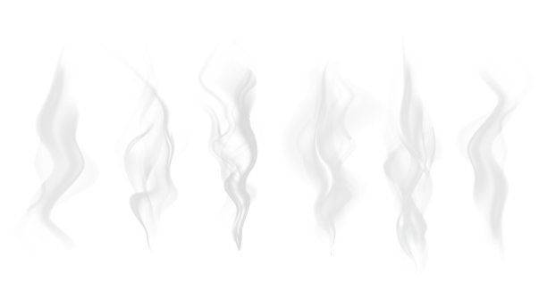 热茶、咖啡或食物上逼真的蒸汽或烟雾。免版税素材。图片下载