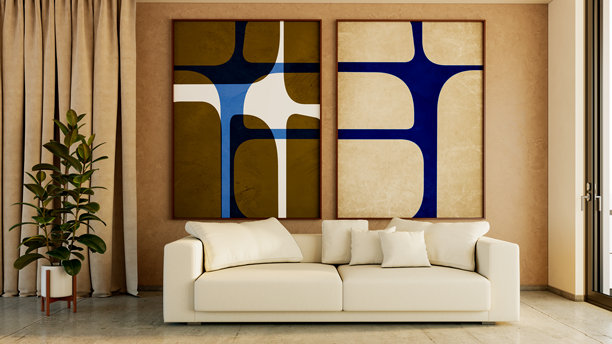 宽敞豪华的现代明亮内饰客厅模型插画，3D渲染图图片下载