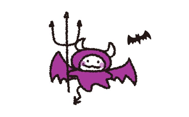 可爱的小紫色恶魔万圣节插画图片下载