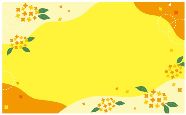 鲜黄背景上的桂花（金木犀）花卉插画边框，留有复制空间图片下载