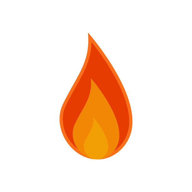 矢量火焰插画，用于设计炽热能量标志，以及在白色背景上孤立的燃烧元素图案图片下载