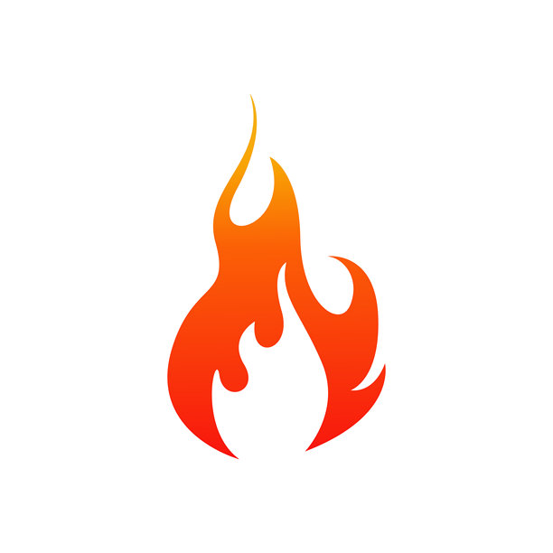 矢量火焰插画，用于设计热门能量标志和图形燃烧元素，孤立在白色背景上图片下载