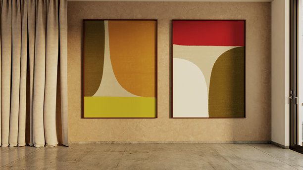 宽敞豪华的现代明亮室内客厅样板图插画 3D渲染图图片下载