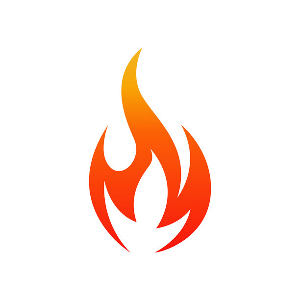 矢量火焰插画，用于炽热能量标志设计和燃烧元素图形，孤立在白色背景上图片下载