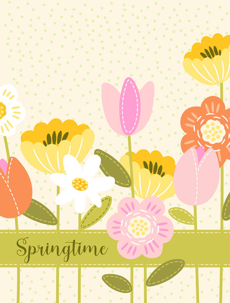 春季竖版卡片，背景，书籍封面，可爱的春季花卉，现代，矢量插画图片下载