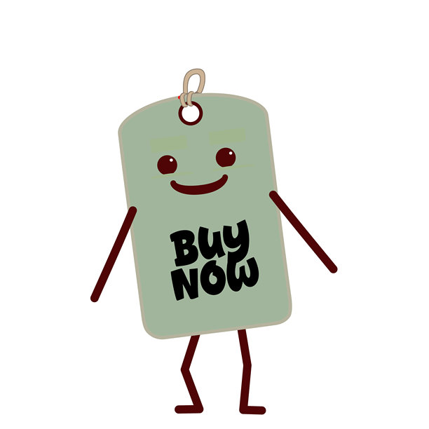 可编辑文字和多种颜色的可爱价签角色插画：立即购买图片下载