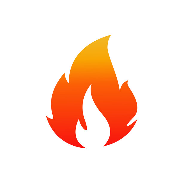 矢量火焰插画，用于设计炽热能量标志和燃烧元素图形，孤立在白色背景上图片下载