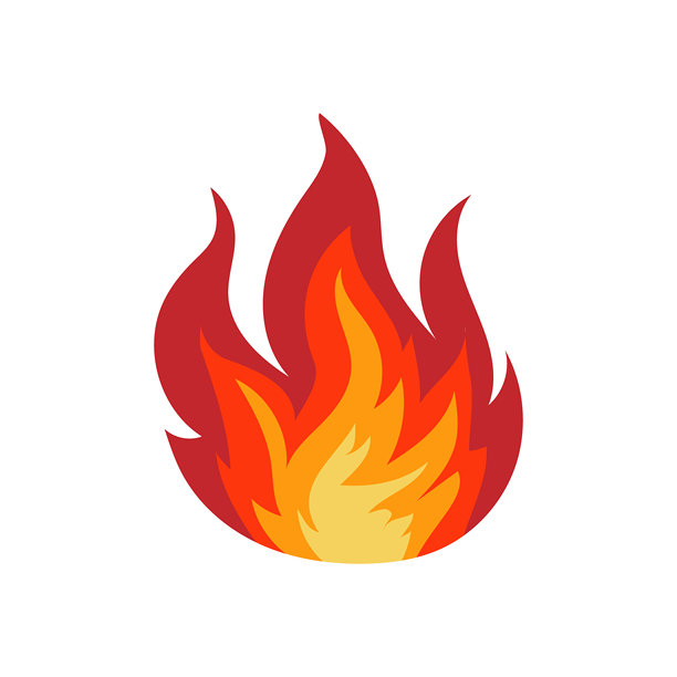 矢量火焰插画，用于设计热能标志和燃烧元素图形，孤立在白色背景上图片下载