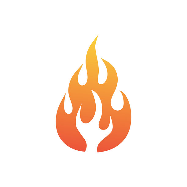 矢量火焰插画，用于热门能源标志设计和燃烧元素图形，孤立在白色背景上图片下载
