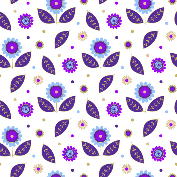 现代、可爱的、无缝的、多彩花卉图案和背景矢量插画图片下载