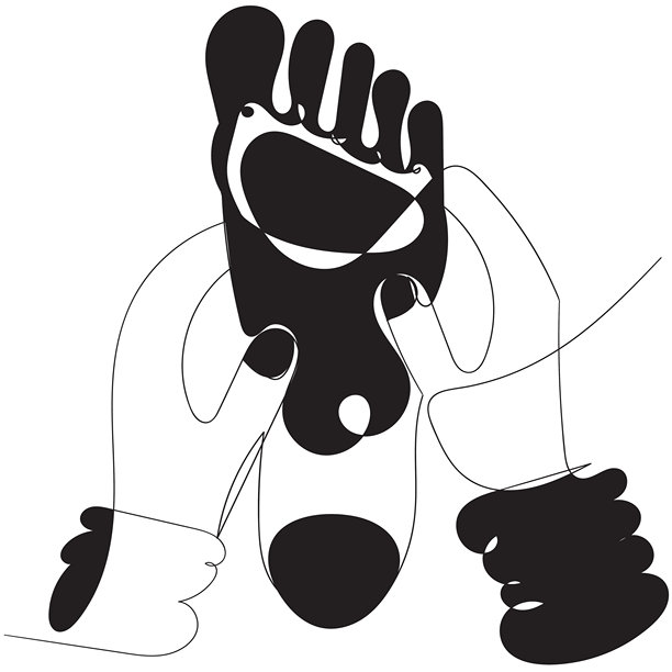 连续线条绘画脚部按摩插画矢量图，背面和正面图片下载