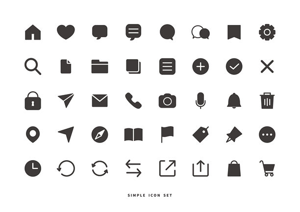 简约黑色UI图标集插画图片下载