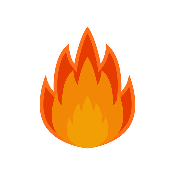 矢量火焰插画，用于设计热门能源标志和图形燃烧元素，孤立在白色背景上图片下载